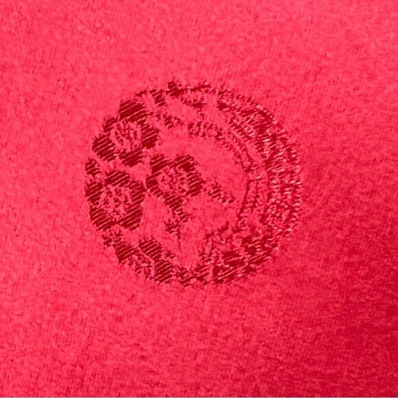 Silk Jacket Quilted Red Gold Boxy Split Hem 3/4 Sleeve Reversible Floral M - Picture 12 of 14